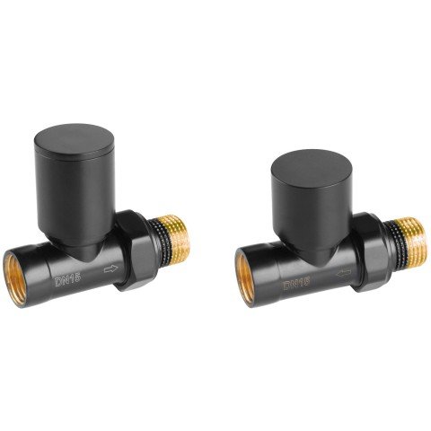 Set robineti radiator decorativi tur/retur drepti, negru Ferro ZGB30BL