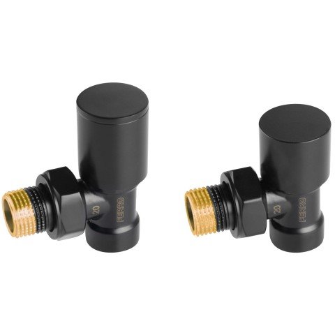 Set robineti radiator decorativi tur/retur coltari, negru Ferro ZGB31BL