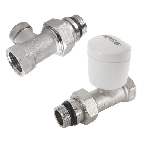 Set robineti radiator drepti 1/2” cu cap termostatic Ferro ZTB01