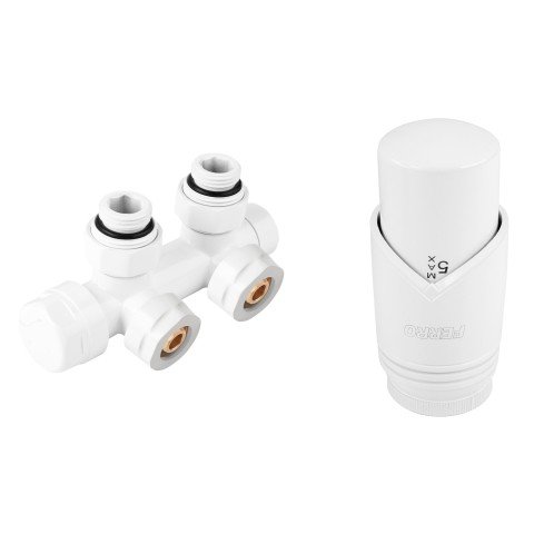 Set robinet decorativ dublu integrat, termostatic, alb Ferro ZTD30WH