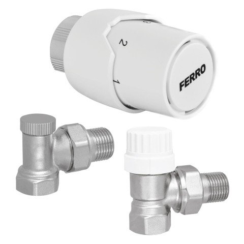Set robineti radiator coltari 1/2” cu cap termostatic Ferro ZTM21