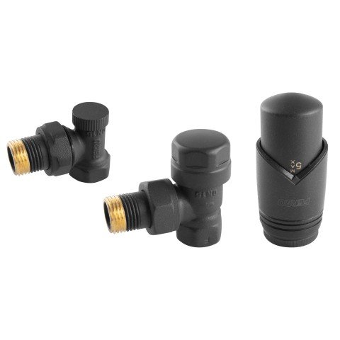 Set robineti radiator decorativi coltari cu cap termostatic, antracit Ferro ZTM31AT