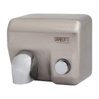 Uscător de mâini cu acționare manuală cu buton din otel inox crom mat Sanela SLO 02M