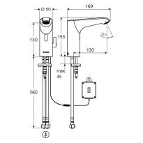 Baterie lavoar cu senzor si mixer SCHELL XERIS E HD-M cromat, alimentare cu baterii 6V