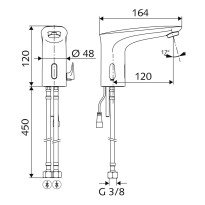 Baterie lavoar cu senzor si mixer SCHELL MODUS E cromat, alimentare cu baterii 6V