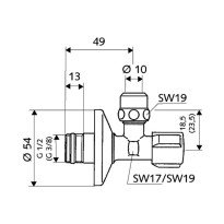 Robinet coltar 1/2 - 3/8 Schell de reglaj cu filet autoetansant si racord