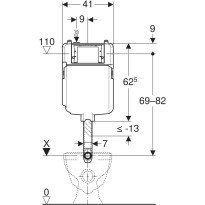 Bazin incastrat pentru WC Geberit Sigma 8 cm, 6 / 3 litri