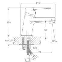 Baterie lavoar BIRKEN 1420121C cu ventil