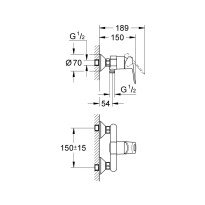 Baterie dus Grohe Bauloop monocomanda 1/2
