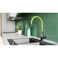 Baterie bucatarie Ferro Zumba cu pipa flexibila verde BZA4G
