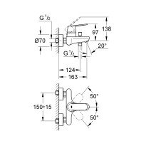 Baterie cadă/duș monocomandă Grohe Eurosmart Cosmopolitan 1/2