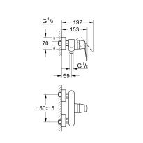 Baterie duș monocomandă Grohe Eurosmart Cosmopolitan 1/2