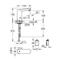 Baterie lavoar cu senzor si mixare GROHE Eurosmart CE 6V