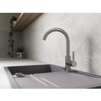 Chiuveta compozit Ferro Mezzo II reversibila 78x48 cm gri