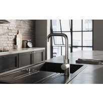 Chiuveta compozit Ferro Mezzo II reversibila 78x48 cm grafit lucios