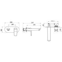 Baterie lavoar incastrata Ferro Tina alb cromat cu pipa 193 mm