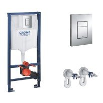 Rezervor cu cadru incastrat pentru WC Grohe Rapid SL 3 in 1, sistem de prindere inclus + clapeta Skate Cosmopolitan, crom lucios