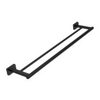 Suport prosop baie dublu Ferro Greta 600 mm negru