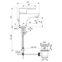Baterie lavoar Ideal Standard Ceraplan III B0700AA cu ventil