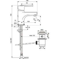 Baterie lavoar Ideal Standard IdealStream B1262AA crom cu ventil pop-up