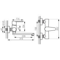 Baterie lavoar Ferro Algeo cu pipa 22 cm crom