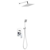 Sistem de dus incastrat Ferro Algeo Square crom cu cap dus fix si para dus mobila