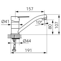 Baterie lavoar Ferro Ritto BTR2A cu pipa mobila, crom