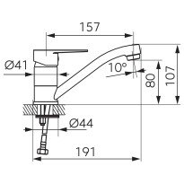 Baterie lavoar Ferro Ritto BTR2ABL cu pipa mobila, negru