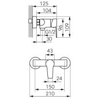 Baterie dus Ferro Ritto BTR7BL de perete, negru