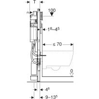 Rezervor Geberit Duofix pentru vas WC suspendat, 112 cm, cu rezervor încastrat Sigma 12 cm, cu acces liber, pentru mânere de sprijin şi de susţinere