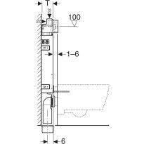 Rezervor incastrat Geberit Delta cu cadru Kombifix Basic pentru wc suspendat 108 cm