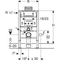 Rezervor incastrat Geberit Duofix pentru vas WC suspendat, 82 cm, cu rezervor încastrat Omega 12 cm
