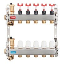 Distribuitor incalzire pardoseala cu debitmetre Ferro alama filet interior, 4 cai 1"