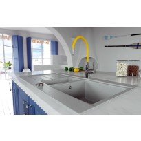 Baterie bucatarie Ferro Zumba cu pipa flexibila galbena BZA4C