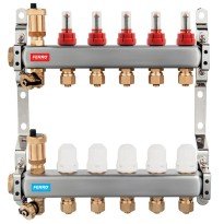 Distribuitor incalzire pardoseala cu debitmetre Ferro, inox filet interior 11 cai, 1"