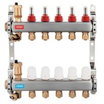 Distribuitor incalzire pardoseala, cu debitmetre Ferro 7 circuite inox, 1