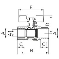 Robinet gaz cu bila Ferro KGMN 3/4" interior-exterior cu maner fluture