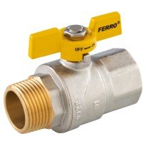 Robinet gaz cu bila Ferro KGMN 3/4" interior-exterior cu maner fluture