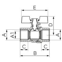 Robinet gaz cu bila Ferro KGMN 1/2" interior-interior cu maner fluture