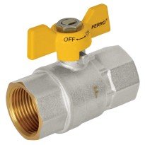 Robinet gaz cu bila Ferro KGMS 1/2" interior-interior cu maner fluture