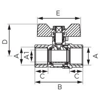 Robinet gaz cu bila Ferro KGMS 1" interior-interior cu maner fluture
