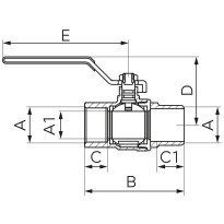 Robinet gaz cu bila Ferro KGN 1 1/2" interior-exterior cu maneta