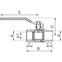 Robinet gaz cu bila Ferro KGS 1" interior-exterior cu maneta