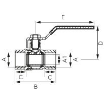 Robinet gaz cu bila Ferro KGS 1 interior-interior cu maneta