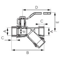 Robinet apa cu bila Ferro KZFH 1 1/4 cu filtru Y incorporat