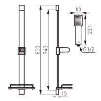 Set de dus Ferro Quadro N110 cu bara si suport culisant crom