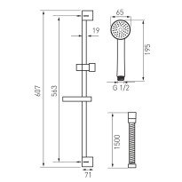 Set de dus Ferro Simpa N120 cu bara si suport culisant crom