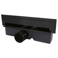 Rigola dus incastrata in perete Ferro Wall Slim OLWS1-BL cu sifon, 30 cm negru