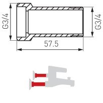 Prelungitor baterii perete Ferro P480, filet interior-exterior, 3/4
