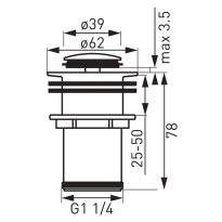 Ventil lavoar Ferro S283B, click-clack, alama, crom, diametru 1 1/4